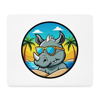 Rhino Lustige Cartoon Sommer Strand Sonnenbrille Cool - Mousepad (Querformat) - Weiß - Vorne