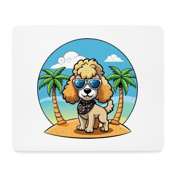 Pudel Hund Lustige Cartoon Sommer Strand Sonnenbrille - Mousepad (Querformat) - Weiß - Vorne