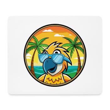 Perroquet Drôle Dessin Animé Plage Été Lunettes De Soleil Cool - Tapis de souris (format paysage) - blanc - Devant