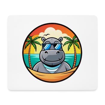 Nilpferd Lustige Cartoon Sommer Strand Sonnenbrille Cool - Mousepad (Querformat) - Weiß - Vorne