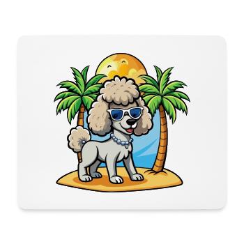 Pudel Hund Lustige Cartoon Sommer Strand Sonnenbrille - Mousepad (Querformat) - Weiß - Vorne