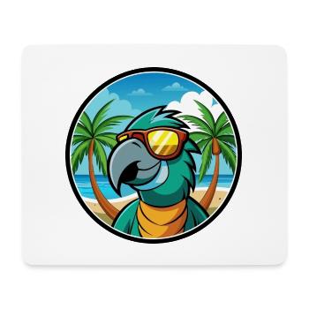 Perroquet Drôle Dessin Animé Plage Été Lunettes De Soleil Cool - Tapis de souris (format paysage) - blanc - Devant