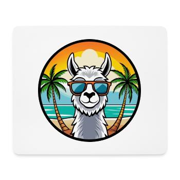 Lama Lustige Cartoon Sommer Strand Sonnenbrille Cool - Mousepad (Querformat) - Weiß - Vorne
