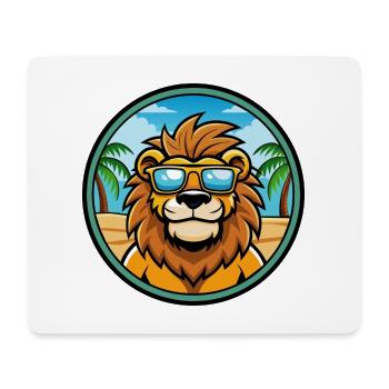 Lion Funny Cartoon Summer Beach Sunglasses Sticker - Mouse Pad (horizontal) - white - Front