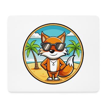 Fuchs Lustige Cartoon Sommer Strand Sonnenbrille Aufkleber - Mousepad (Querformat) - Weiß - Vorne