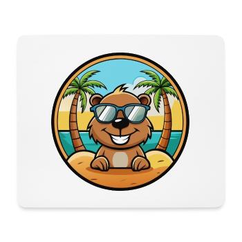 Biber Lustige Cartoon Sommer Strand Sonnenbrille Cool - Mousepad (Querformat) - Weiß - Vorne