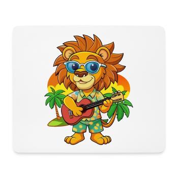 Lustige Löwe Sommer Strand Sonnenbrille Hawaiianisch - Mousepad (Querformat) - Weiß - Vorne