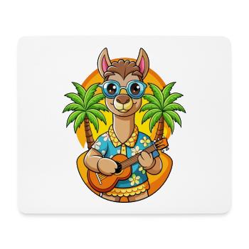 Lustige Lama Sommer Strand Sonnenbrille Hawaiianisch - Mousepad (Querformat) - Weiß - Vorne
