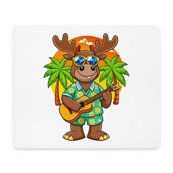 Funny Moose Cartoon Summer Beach Sunglasses Guitar - Mouse Pad (horizontal) - white - Front
