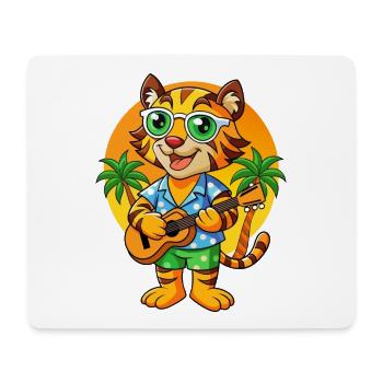 Lustige Tiger Cartoon Sommer Strand Sonnenbrille Gitarre - Mousepad (Querformat) - Weiß - Vorne