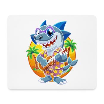 Lustige Hai Cartoon Sommer Strand Sonnenbrille Gitarre - Mousepad (Querformat) - Weiß - Vorne