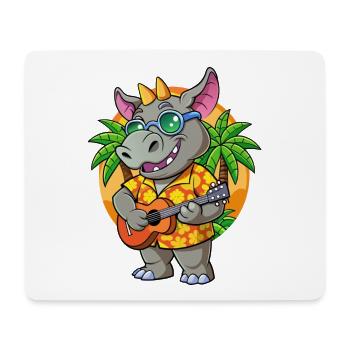 Lustige Nashorn Cartoon Sommer Strand Sonnenbrille Gitarre - Mousepad (Querformat) - Weiß - Vorne