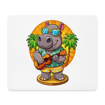 Lustige Nilpferd Cartoon Sommer Strand Sonnenbrille Gitarre - Mousepad (Querformat) - Weiß - Vorne