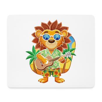 Funny Lion Cartoon Summer Beach Sunglasses Guitar - Mouse Pad (horizontal) - white - Front