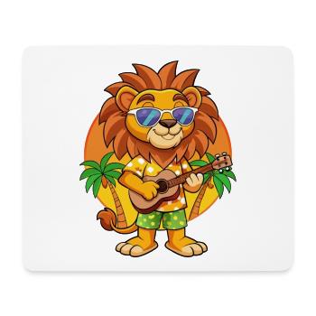 Funny Lion Cartoon Summer Beach Sunglasses Guitar - Mouse Pad (horizontal) - white - Front