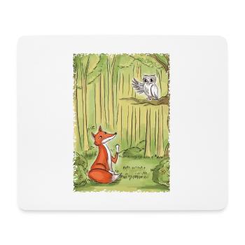 Waldgespräch: Fuchs und Eule - Mousepad (Querformat) - Weiß - Vorne