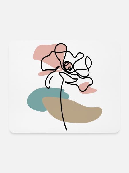 Abstrakte Mohnblume Poppies line art Farbklecks - Mousepad (Querformat) - Weiß