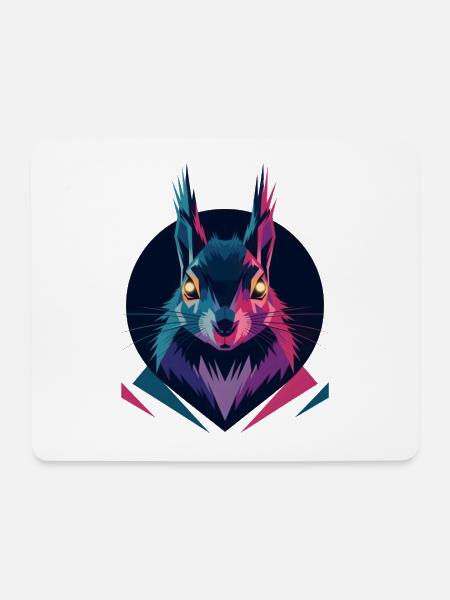 Low-Poly-Eichhörnchen - Mousepad (Querformat) - Weiß