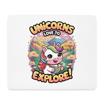 Einhörner lieben es zu erkunden! - Mousepad (Querformat) - Weiß - Vorne
