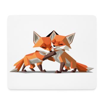 Renardeaux low-poly - Tapis de souris (format paysage) - blanc - Devant
