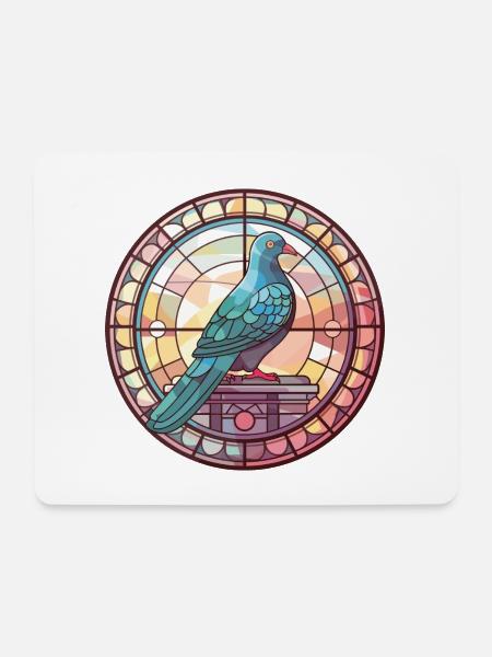 Bunte Aquarell-Tierhaustierillustration der Taube - Mousepad (Querformat) - Weiß