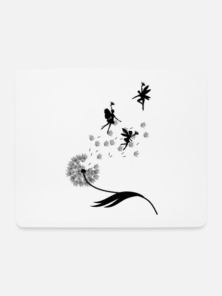 Schmetterlingdesign Pusteblumen Wiese Herzen Feen - Mousepad (Querformat) - Weiß