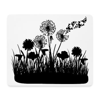 Butterfly Design Pust flowers meadow hearts - Mouse Pad (horizontal) - white - Front