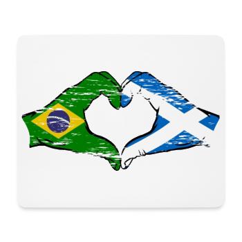 Brésil Ecosse drapeau mains forme de coeur utilisé - Tapis de souris (format paysage) - blanc - Devant