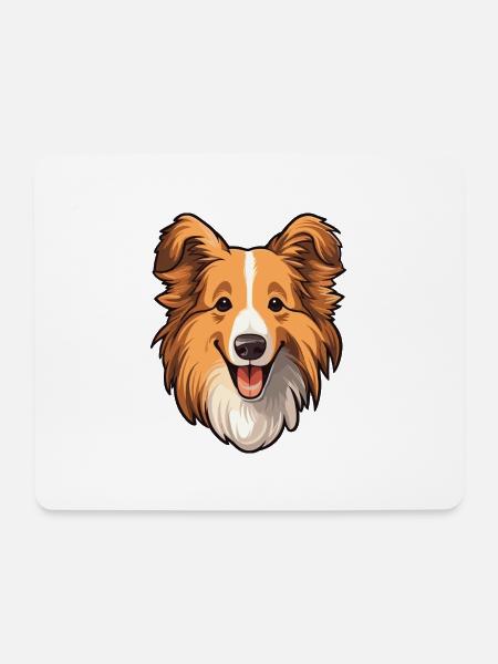 Sheltie Hunderasse Karikatur Kawaii Illustration - Mousepad (Querformat) - Weiß