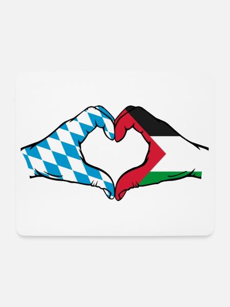 Bayern Palästina Flagge Hände Herzform - Mousepad (Querformat) - Weiß