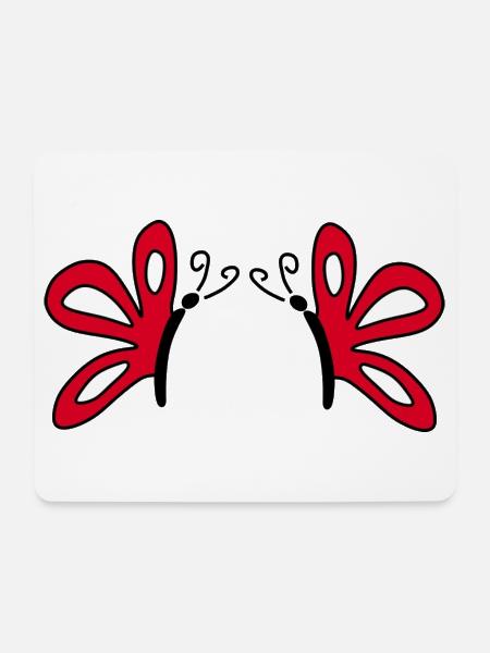 Rote Schmetterlinge Geschenk für sie  - Mousepad (Querformat) - Weiß