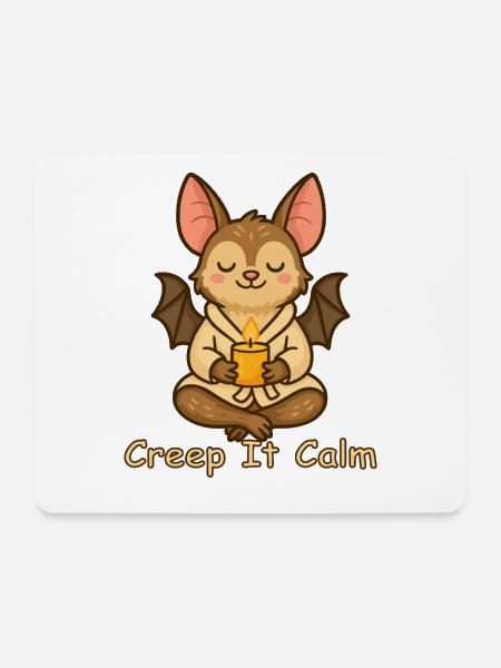 Meditierende Fledermaus – Creep It Calm - Mousepad (Querformat) - Weiß
