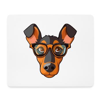 Dobermann Pinscher Hunderasse Aquarell Karikatur Kaw - Mousepad (Querformat) - Weiß - Vorne