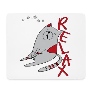 Katze beim Relaxen - Mousepad (Querformat) - Weiß - Vorne
