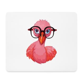 Flamingo mit Brille Cartoon Kawaii Illustration - Mousepad (Querformat) - Weiß - Vorne