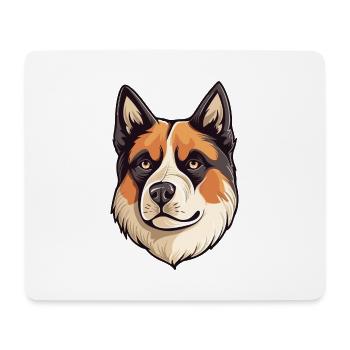 Akita Hunderasse Aquarell Karikatur Kawaii Bunt - Mousepad (Querformat) - Weiß - Vorne