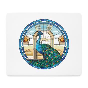 Pfauenbunte Aquarell-Tierillustration - Mousepad (Querformat) - Weiß - Vorne