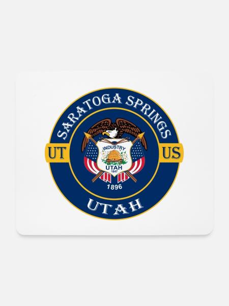 Saratoga Springs Utah Flagge USA Souvenir Abzeichen - Mousepad (Querformat) - Weiß