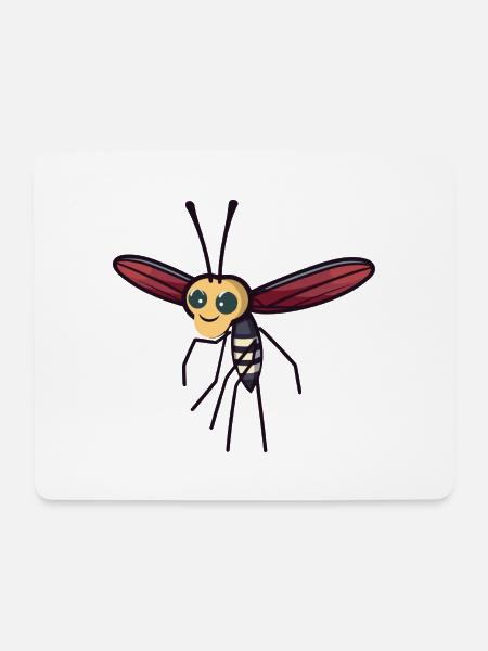 Moskito-Karikatur-Kawaii-Aquarell-Illustration - Mousepad (Querformat) - Weiß