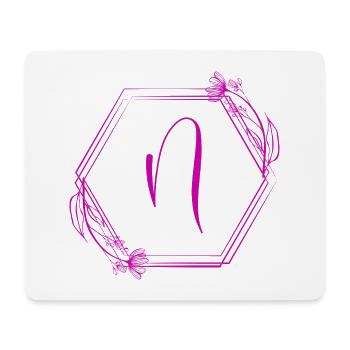 N-Monogramm Floral Hexagon Pink - Mousepad (Querformat) - Weiß - Vorne
