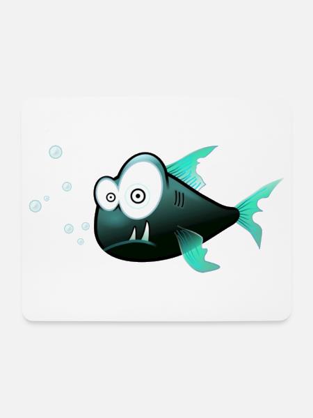 Blubberfisch Cartoon Teal - Mousepad (Querformat) - Weiß
