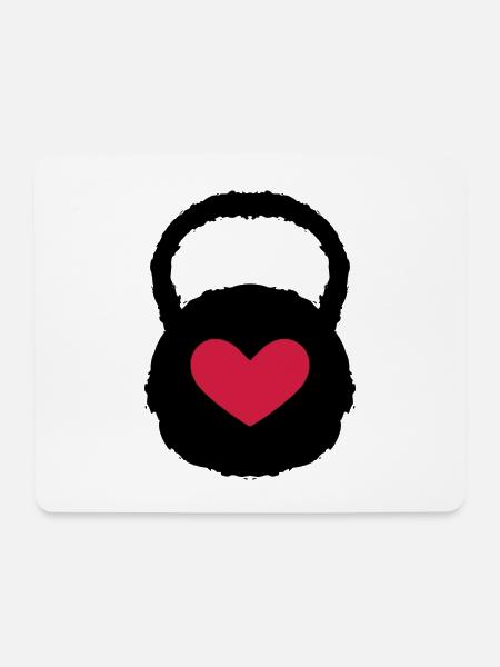 Gewicht Herz Workout Fitness - Mousepad (Querformat) - Weiß