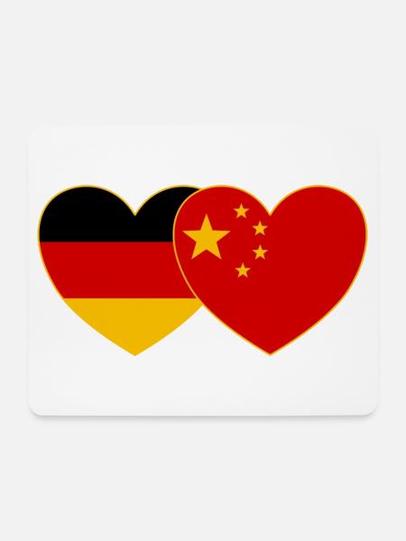 Deutschland China Flagge Herz - Mousepad (Querformat) - Weiß