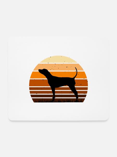 Schwarz und Braun Coonhound Hund Silhouette Retro Sonne - Mousepad (Querformat) - Weiß