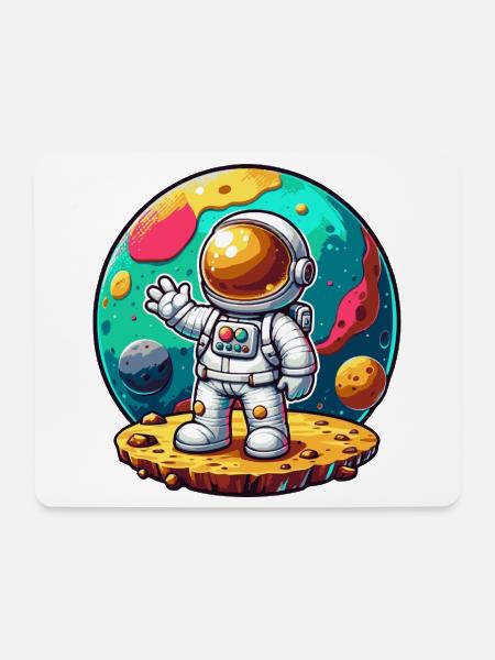 Kleiner Astronaut – Türkisplanet - Mousepad (Querformat) - Weiß