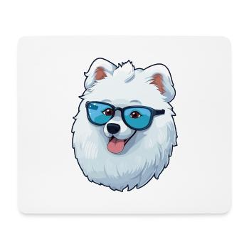 Samojede Hunderasse Aquarell Karikatur Kawaii Brille - Mousepad (Querformat) - Weiß - Vorne