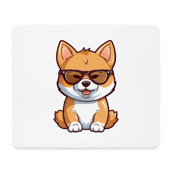 Shiba Inu Hunderasse Aquarell Karikatur Kawaii Glas - Mousepad (Querformat) - Weiß - Vorne
