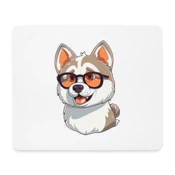 Husky Hunderasse Aquarell Cartoon Kawaii Brille - Mousepad (Querformat) - Weiß - Vorne