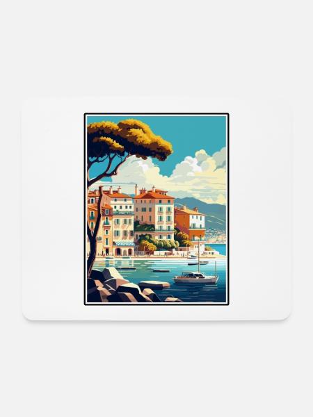 Cannes Frankreich Vintage Reiseposter WPA Souvenir - Mousepad (Querformat) - Weiß