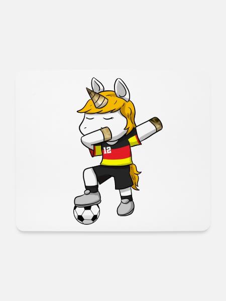 Einhorn Fußball Fusball - Mousepad (Querformat) - Weiß